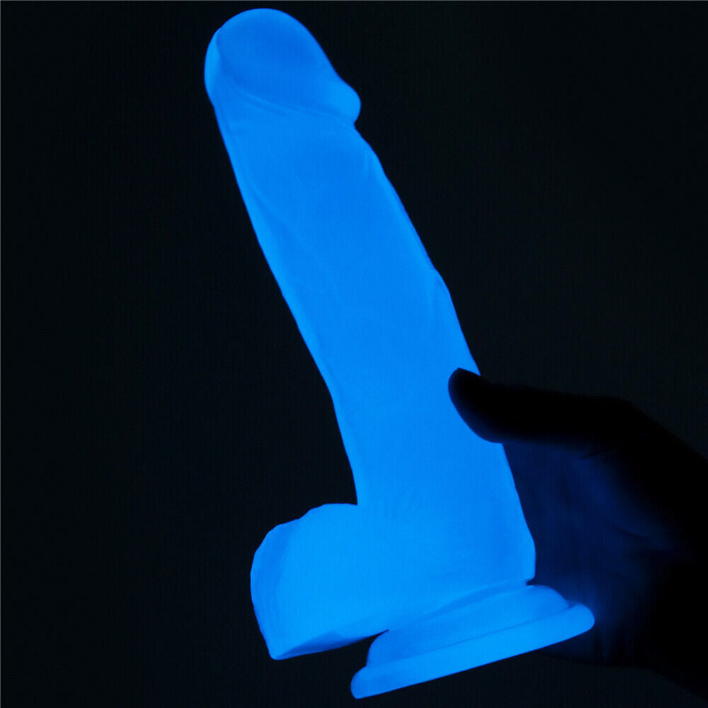 Lovetoy 7.5" Lumino Play Dildo with Suction Cup for G-Spot Blue Glow in the Dark