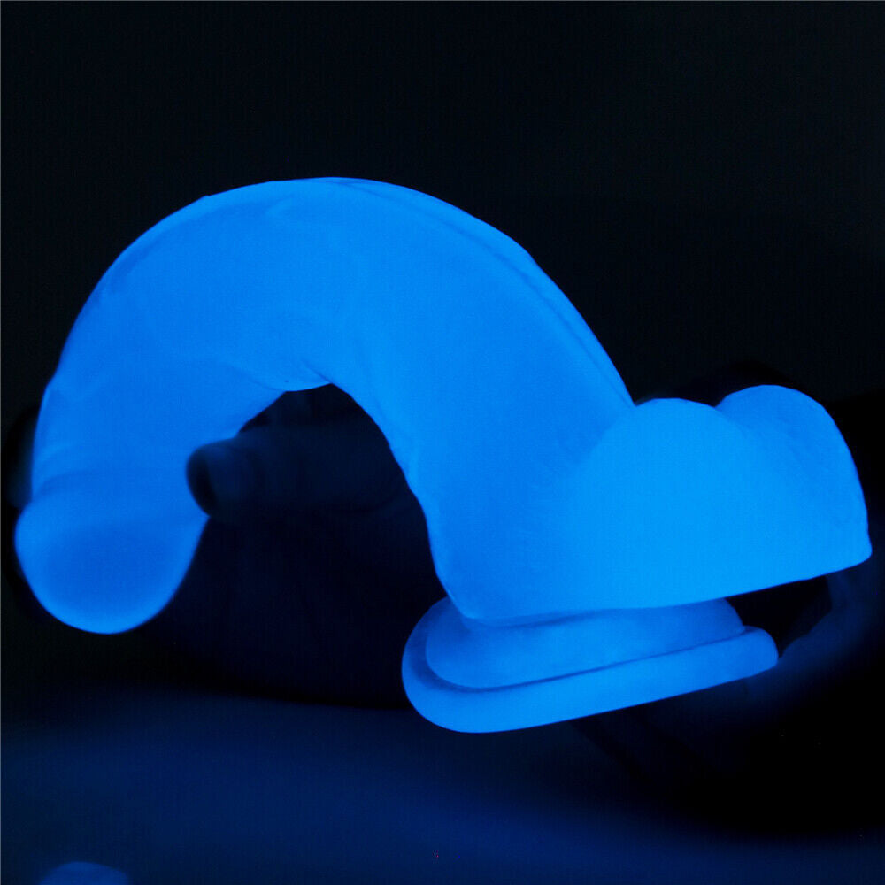 Lovetoy 7.5" Lumino Play Dildo with Suction Cup for G-Spot Blue Glow in the Dark