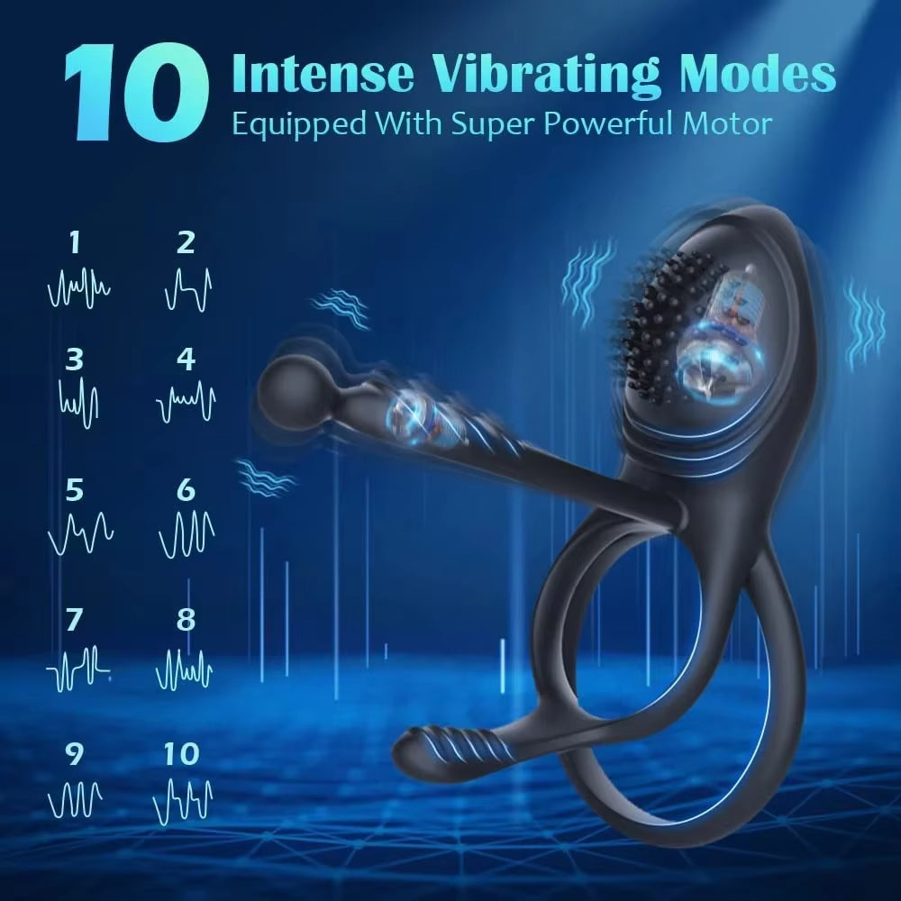 Cock Ring Vibrator Three-Point Stimulation