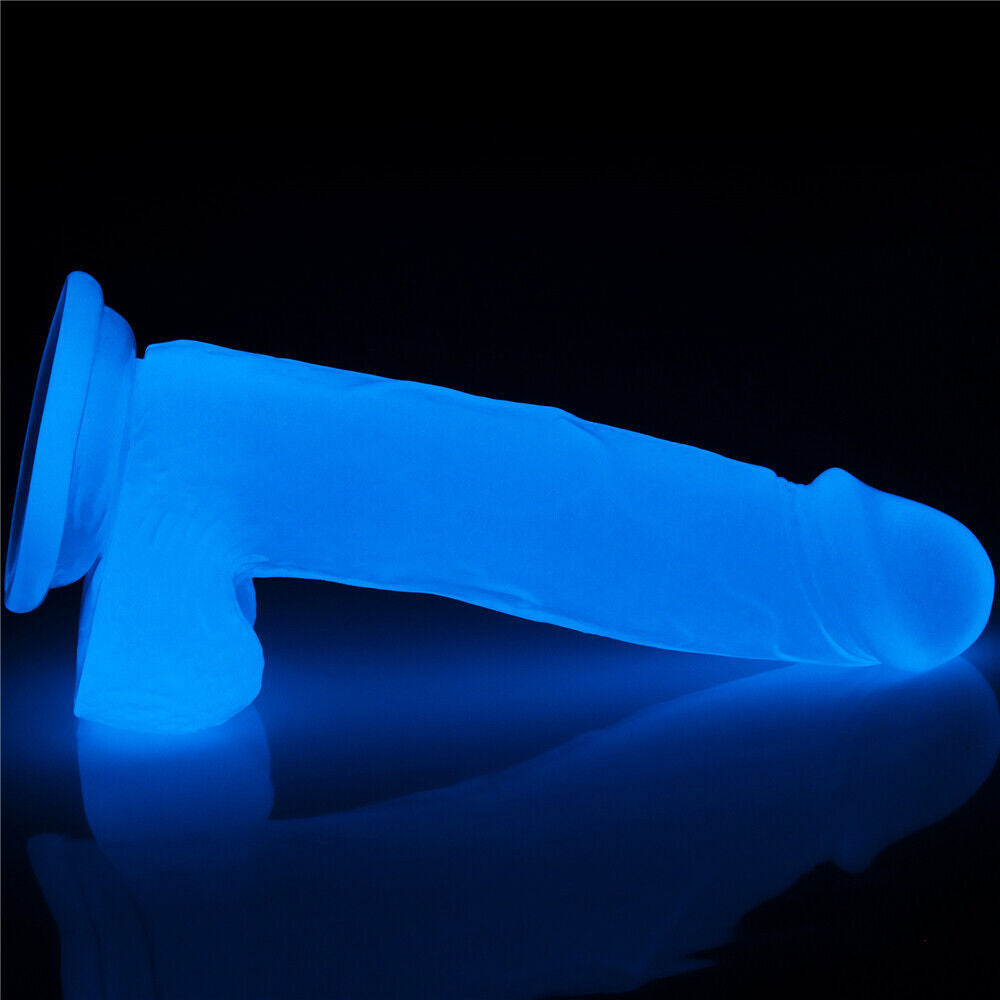 Lovetoy 7.5" Lumino Play Dildo with Suction Cup for G-Spot Blue Glow in the Dark