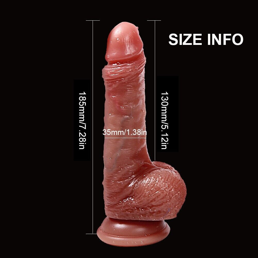 Flesh Realistic Sliding Skin Dildo Cock with Balls 7.2" 