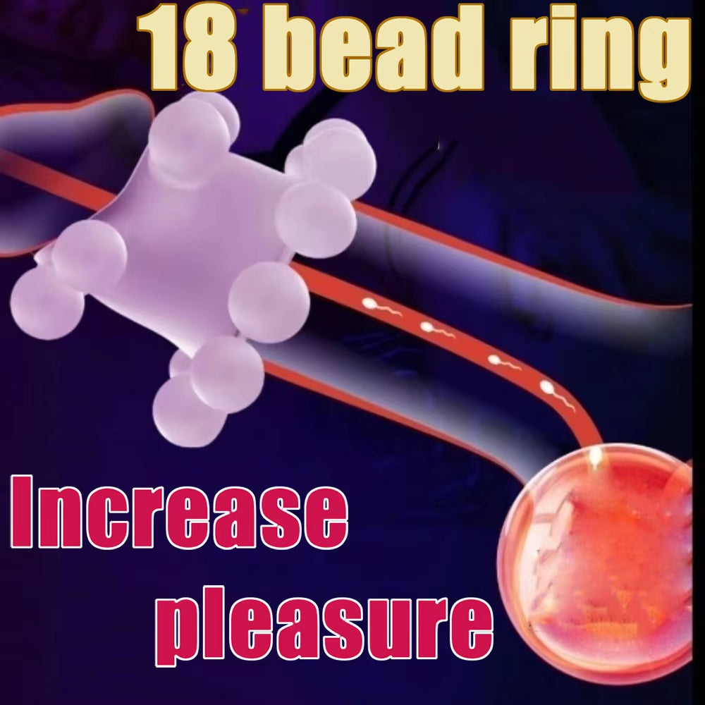 Transparent 18 Bead Penis Ring