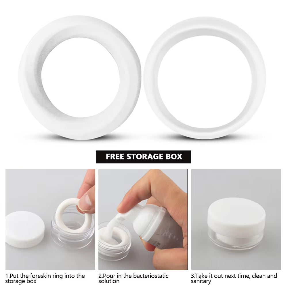 2Pcs Silicone Male Foreskin Corrector Resistance Ring Delay