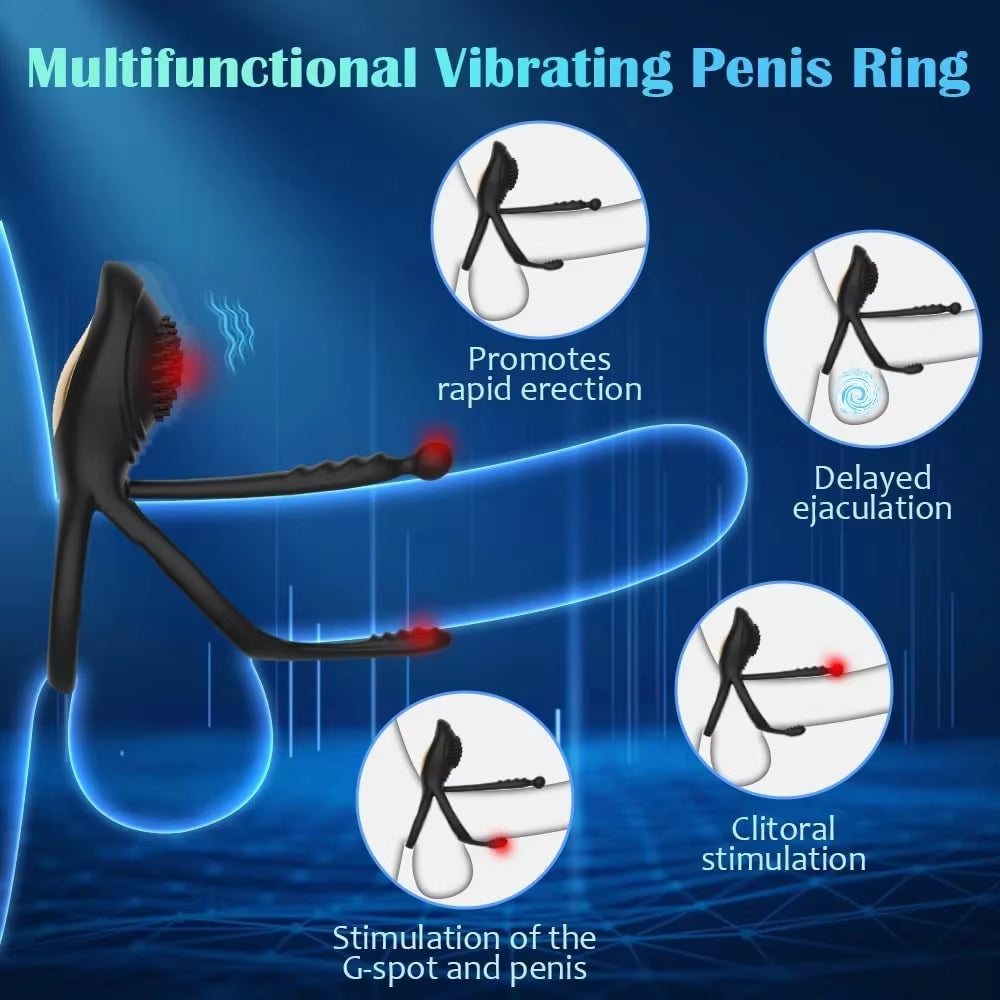 Cock Ring Vibrator Three-Point Stimulation