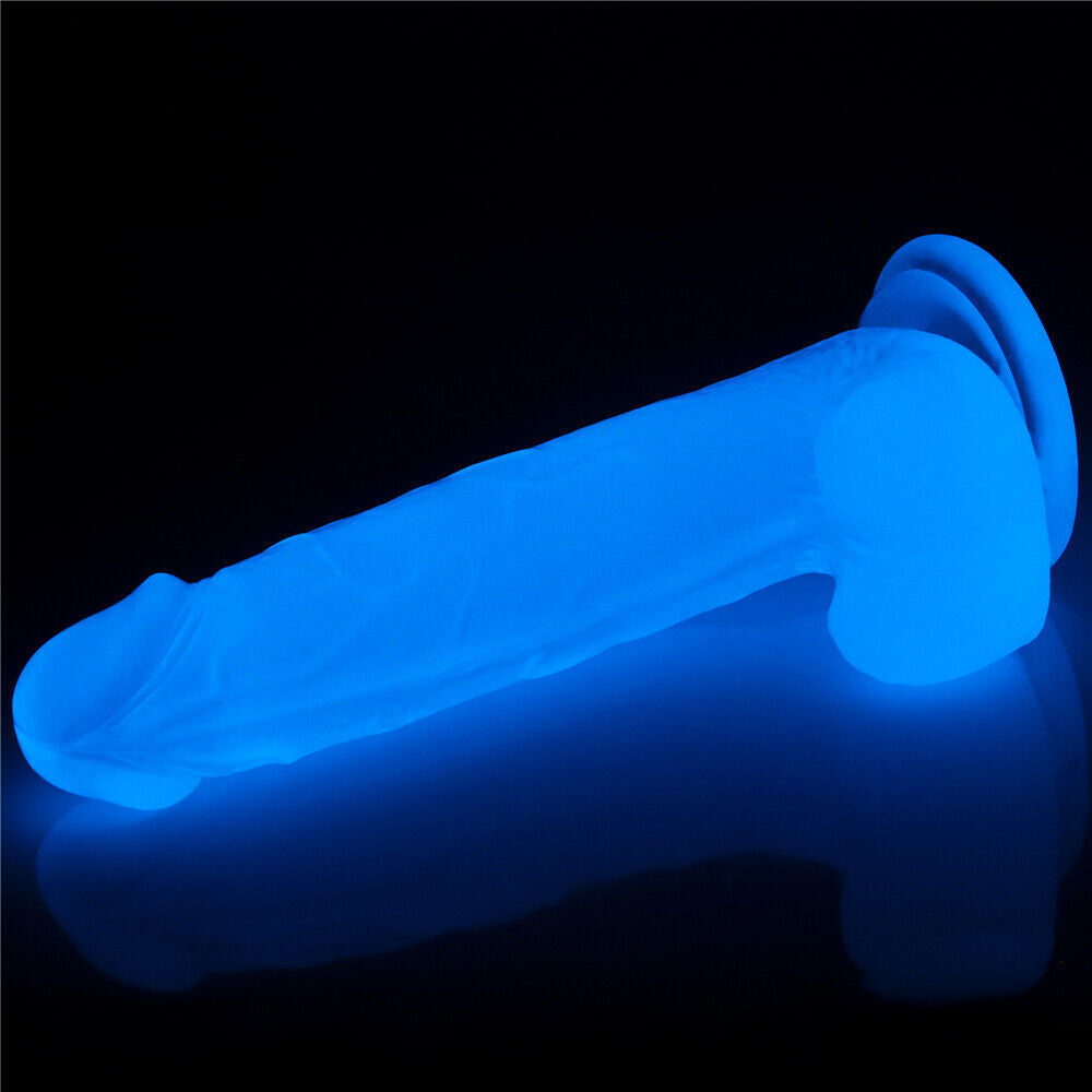 Lovetoy 7.5" Lumino Play Dildo with Suction Cup for G-Spot Blue Glow in the Dark