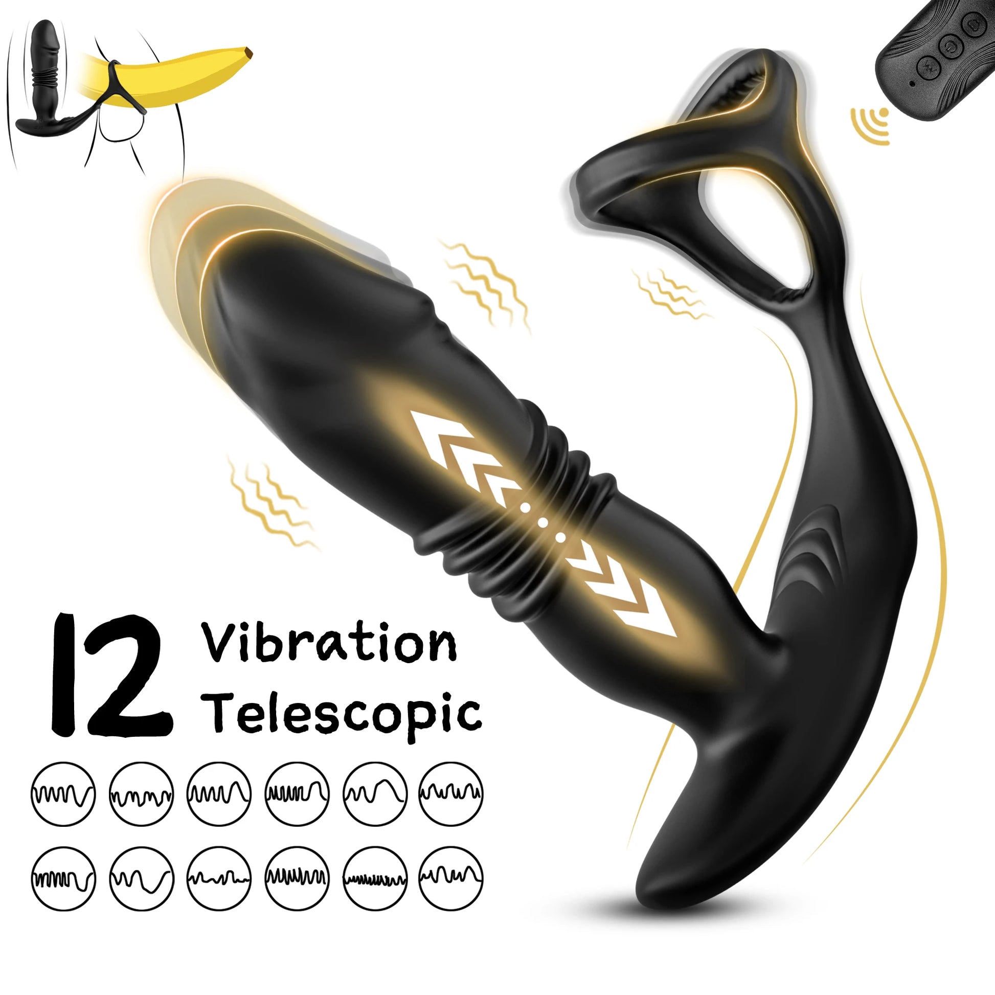 SAUL Glans 3 - Thrust & 12-Vibrating Penis Rings Prostate Massager