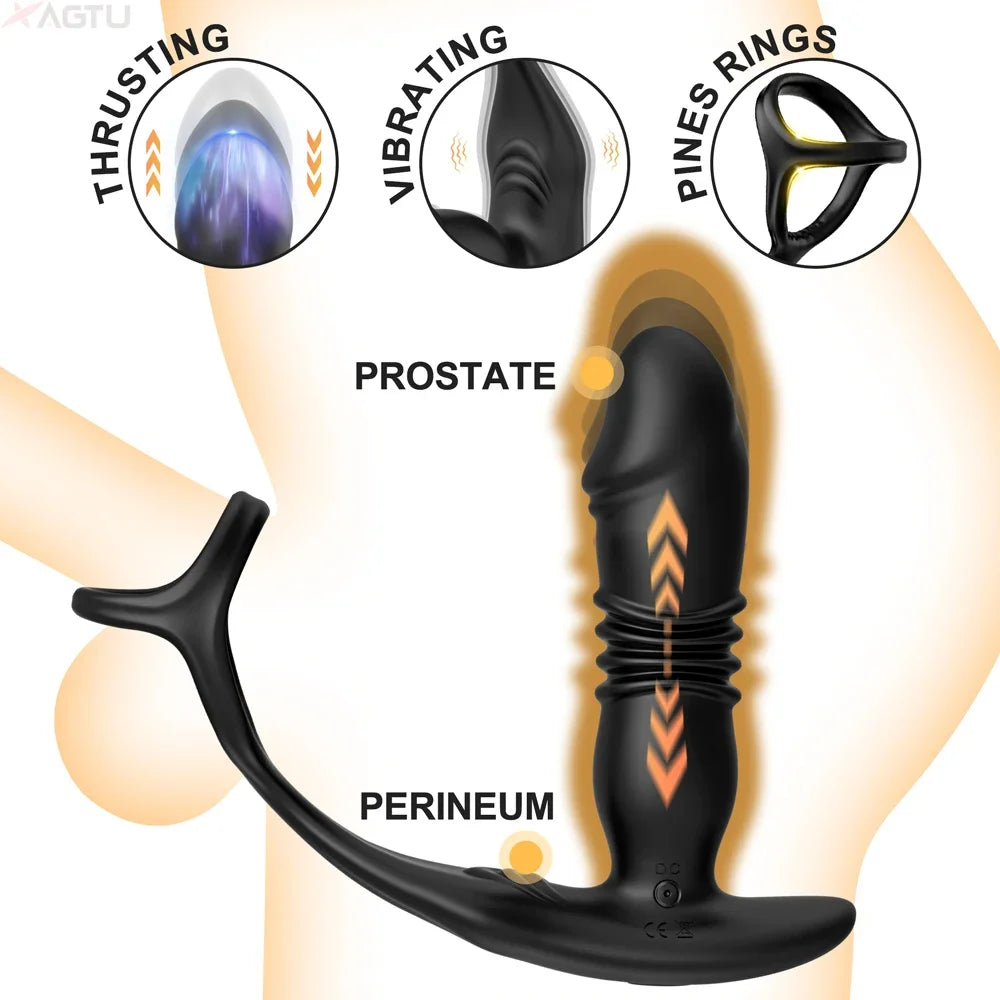 SAUL Glans 3 - Thrust & 12-Vibrating Penis Rings Prostate Massager