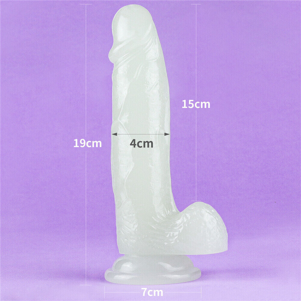 Lovetoy 7.5" Lumino Play Dildo with Suction Cup for G-Spot Blue Glow in the Dark