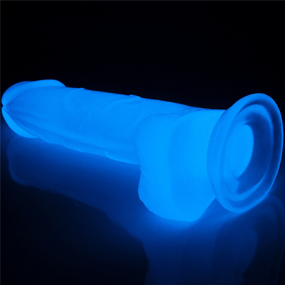 Lovetoy 7.5" Lumino Play Dildo with Suction Cup for G-Spot Blue Glow in the Dark